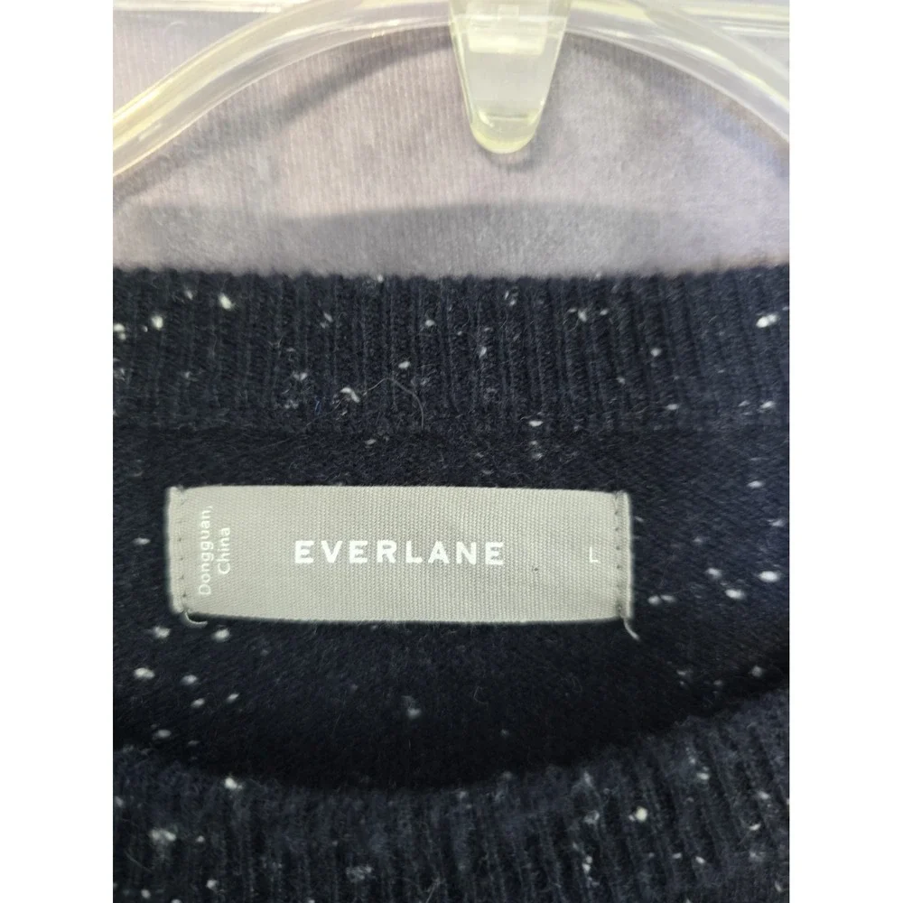 EVERLANE The Cashmere Crew Sweater DARK NAVY DONEGAL size L